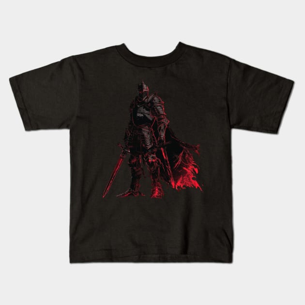 Dark Soul Knight of the Abyss Kids T-Shirt by Insect Exoskeleton